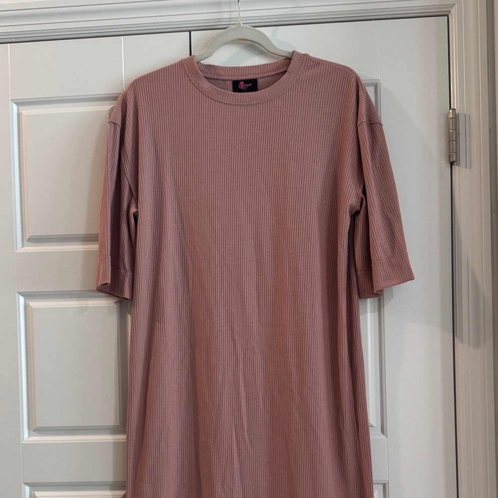 Women's Mauve Ribbed Midi Dress